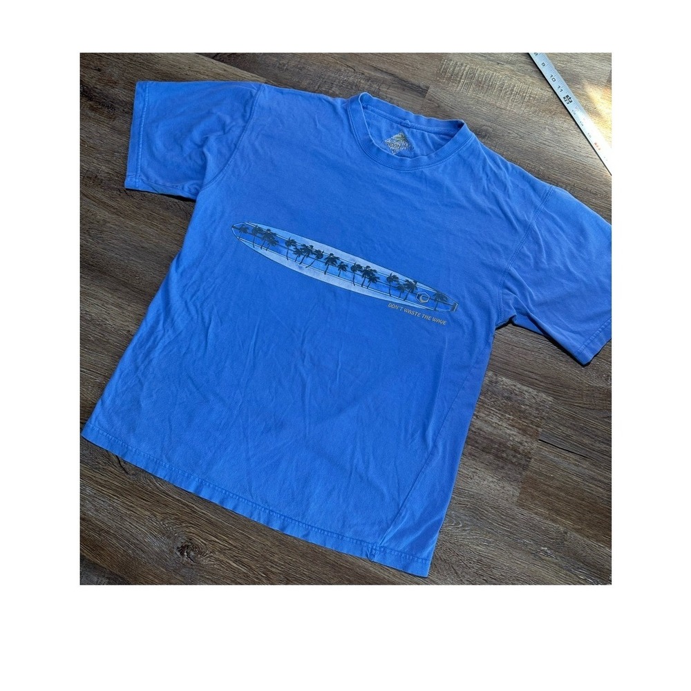 Newport Blue Mens XL Blue Surfboard Graphic T Shirt Don't Waste The Wave Cotton